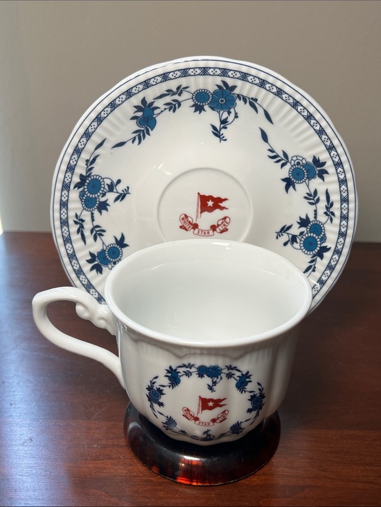 Titanic Other - RMS Titanic 2nd Class Authentic Replica Coffee Tea Cup & Saucer White Star Line